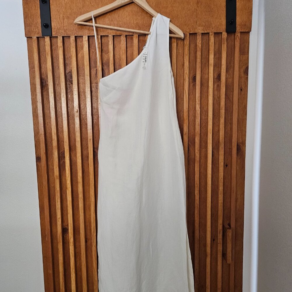 One Shoulder Linen Midi Dress